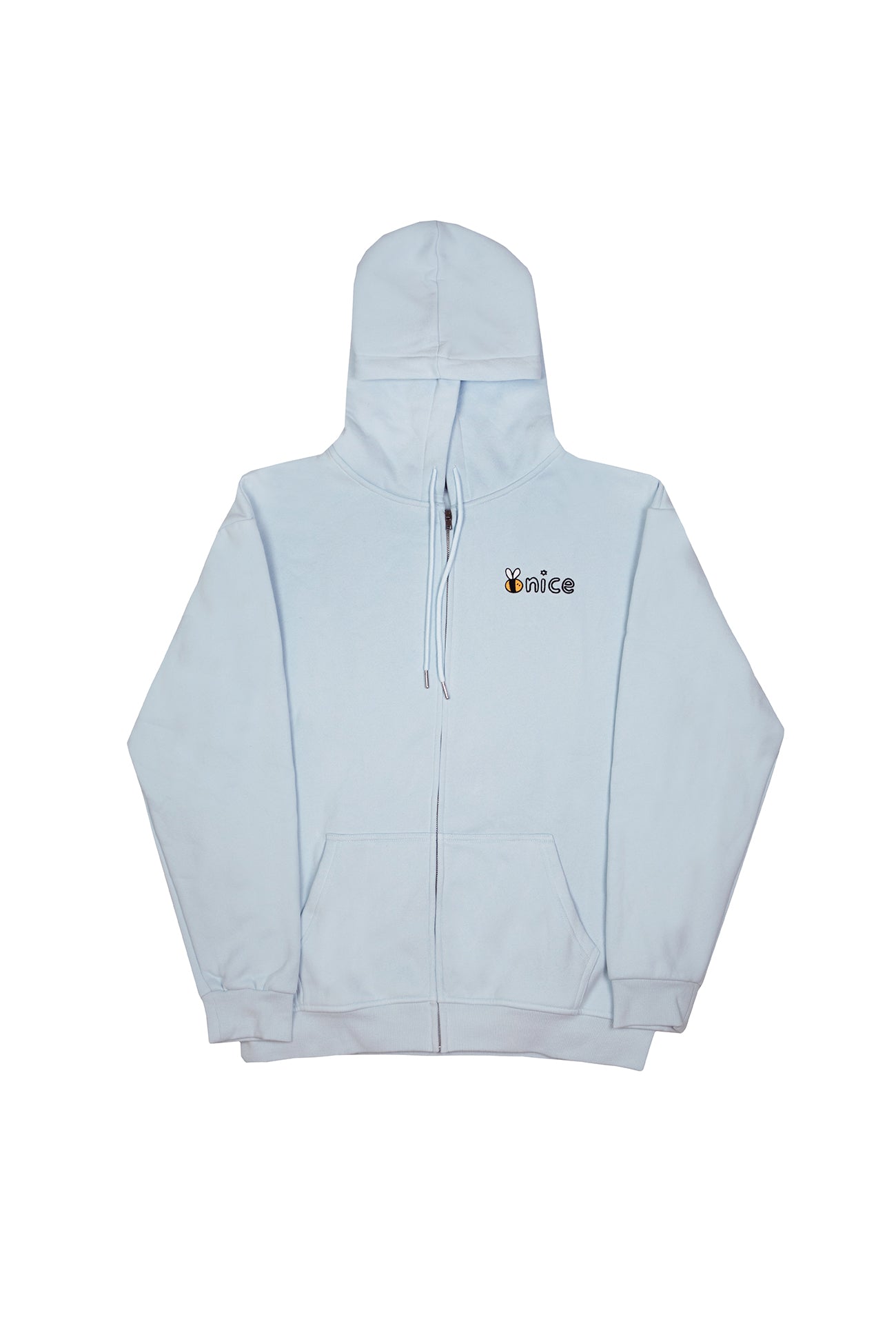 Bee Nice Embroidered Zip Up in Ice Blue – Nice Jewish