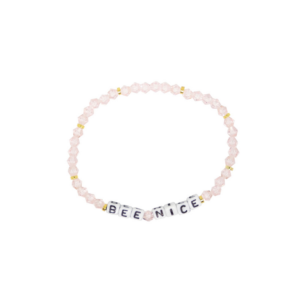 Beaded "BEE NICE" Bracelet in Pink